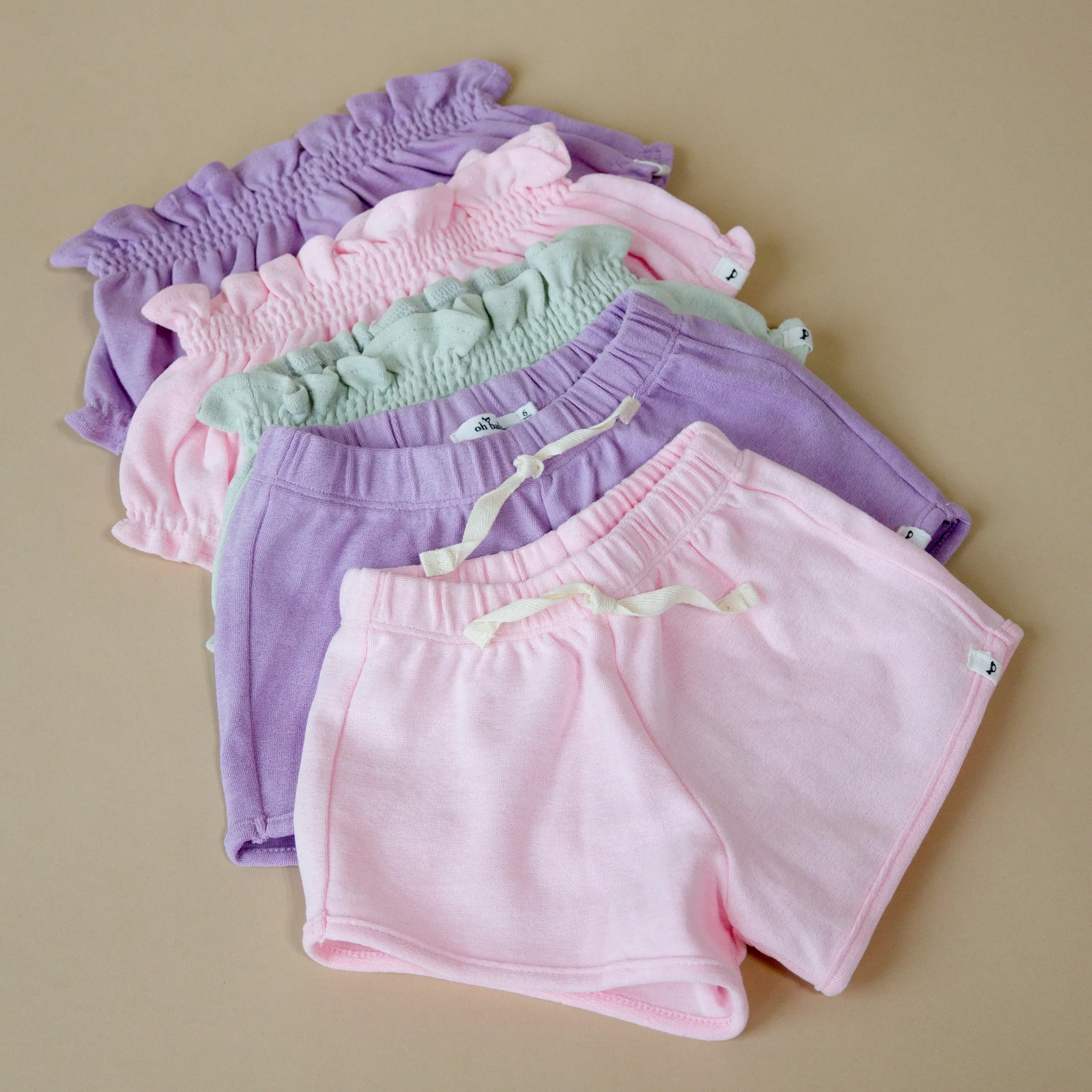 oh baby! Cotton Terry Girls Track Shorts - Pink pale