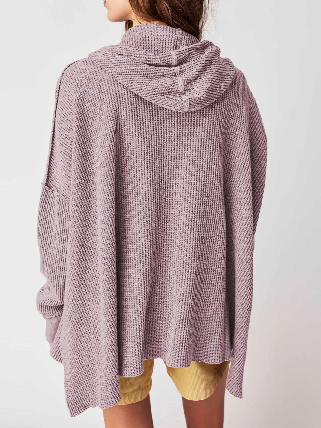 OVERSIZED WAFFLE-KNIT HOODIE