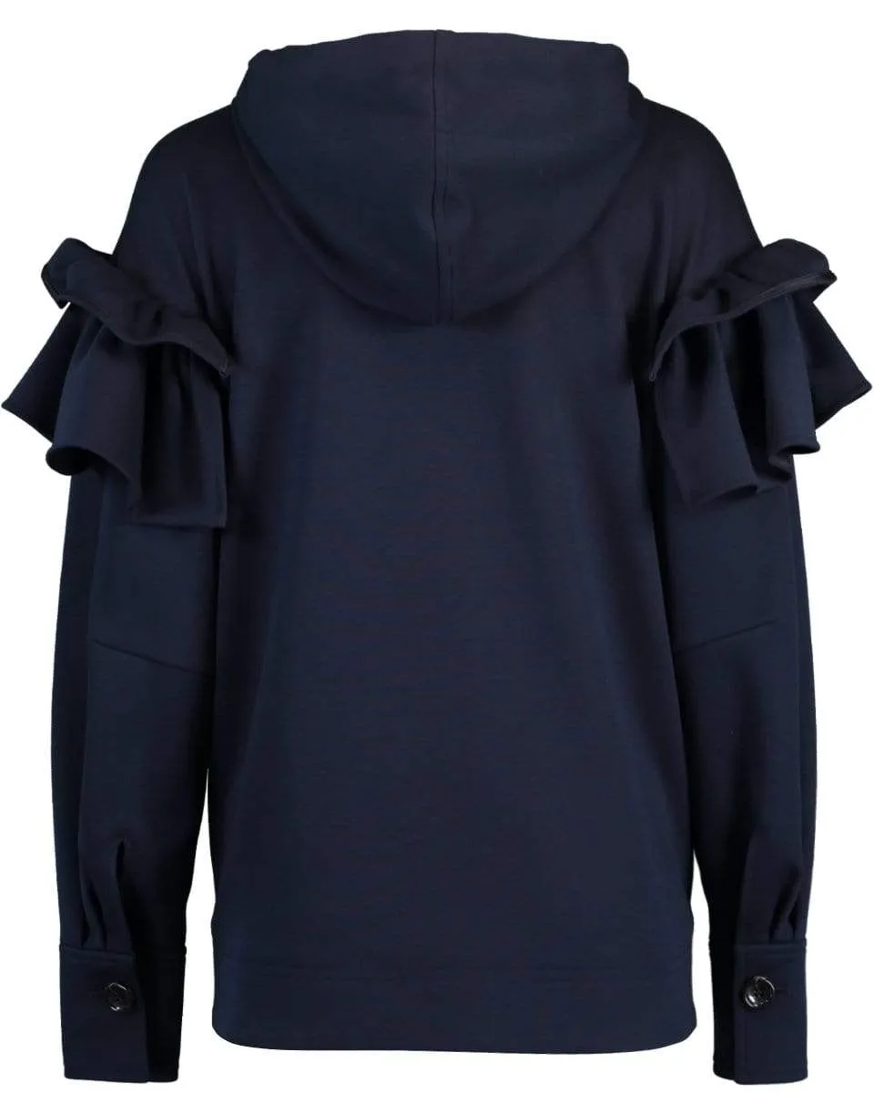 Oversized Zip Ruffle Hoodie