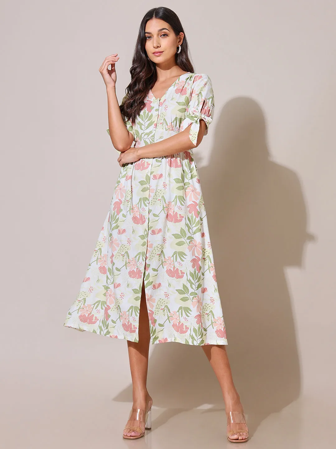 Paint With Love Floral Printed Fit & Flare Dress