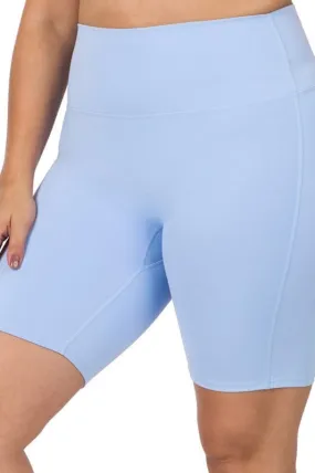 Plus Size High Rise Lycra Short in Spring Blue