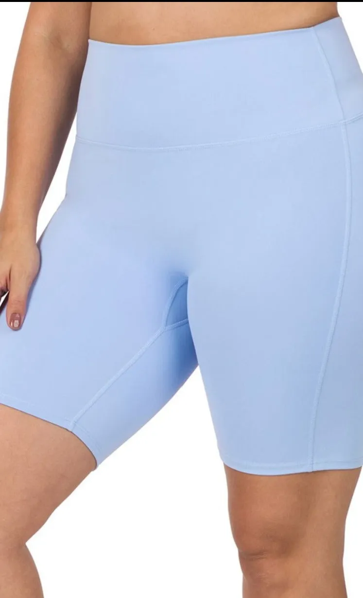 Plus Size High Rise Lycra Short in Spring Blue