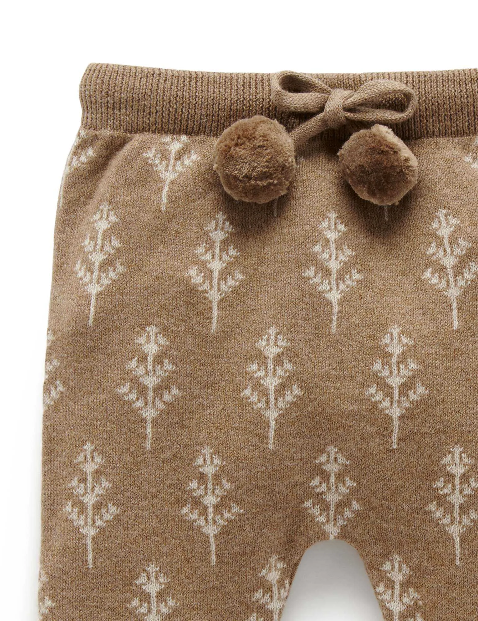 Purebaby Forest Leggings With Pom Pom - Forest Jacquard