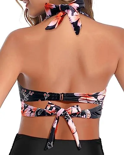 Push Up Swim Tops Halter Retro Bikini Tops