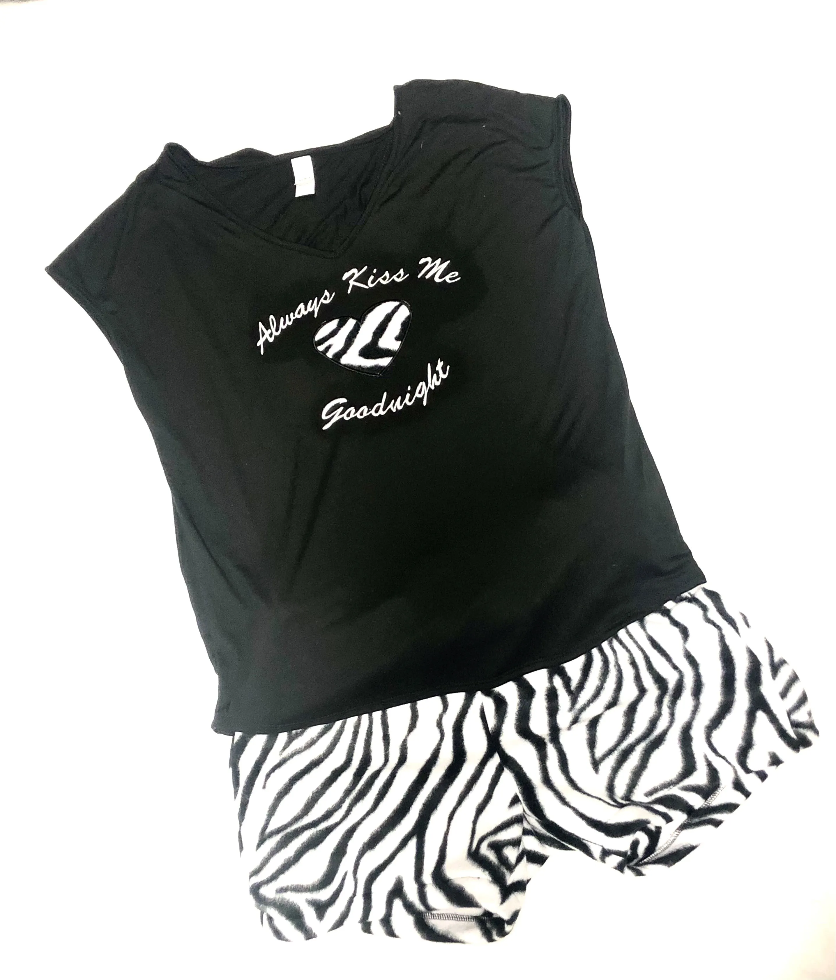 "Always Kiss Me Goodnight" Zebra Lounge Wear