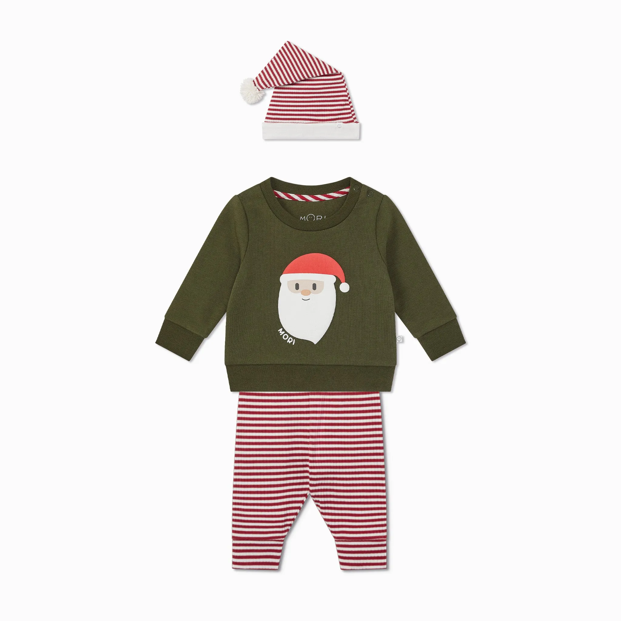 Santa Sweatshirt, Ribbed Leggings & Elf Hat