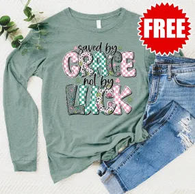 Saved By Grace Long Sleeve - Heather Sage