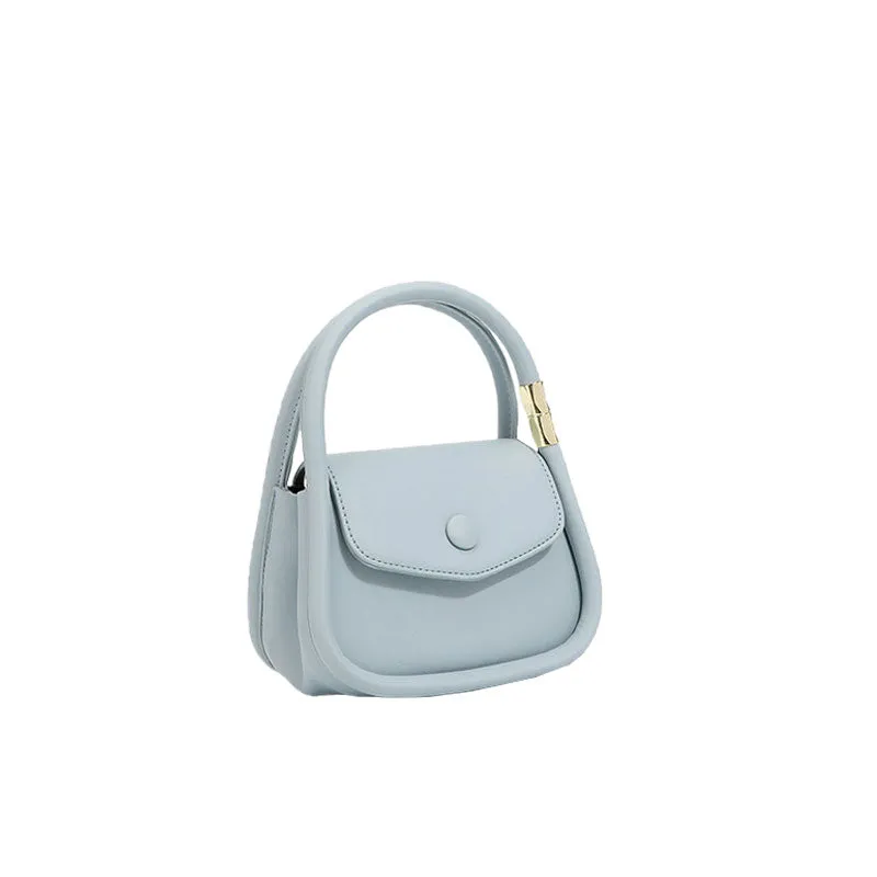 Simple Twin Shoulder Strap Flap Front Shoulder Bag - Baby Blue