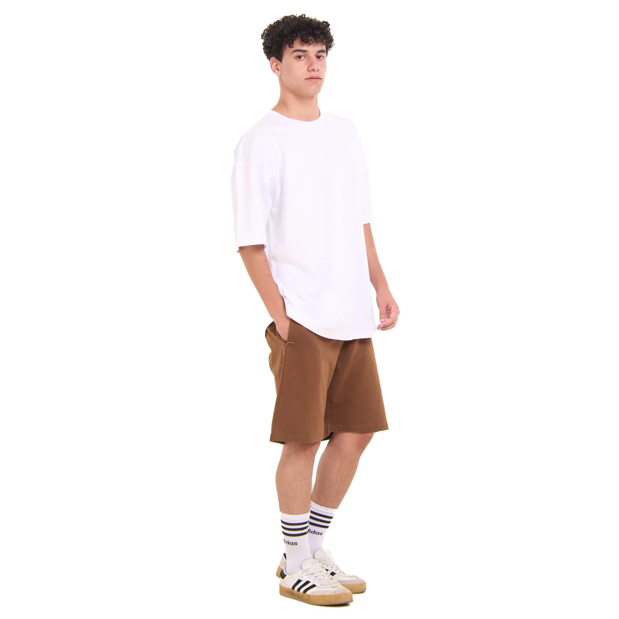 Snuggs oversized set Off White T-shirt   Brown Shorts