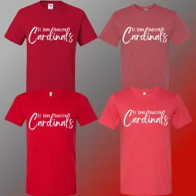 St. John Cardinals - Red Simple Script Tee (Short & Long Sleeve)