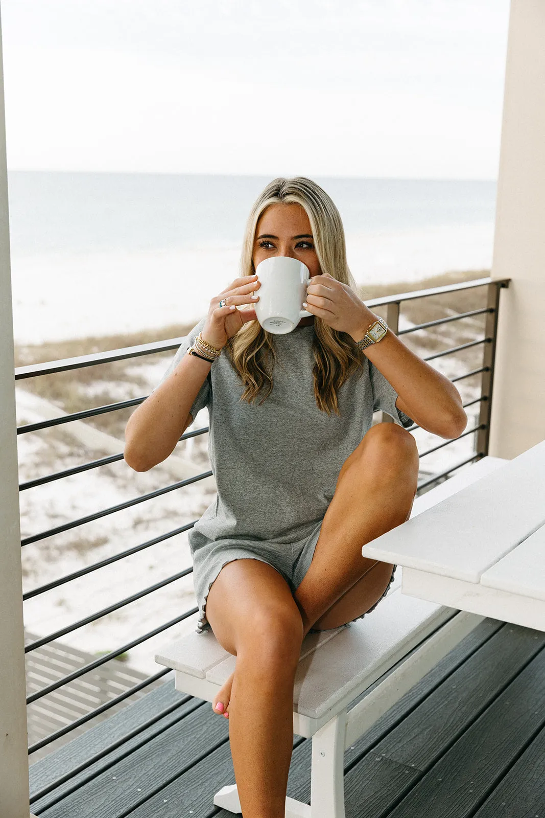 Staying Cozy Ribbed Shorts - Sport Grey