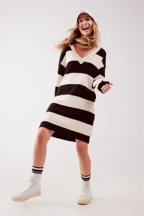 Stripe Jumper Dress in Black