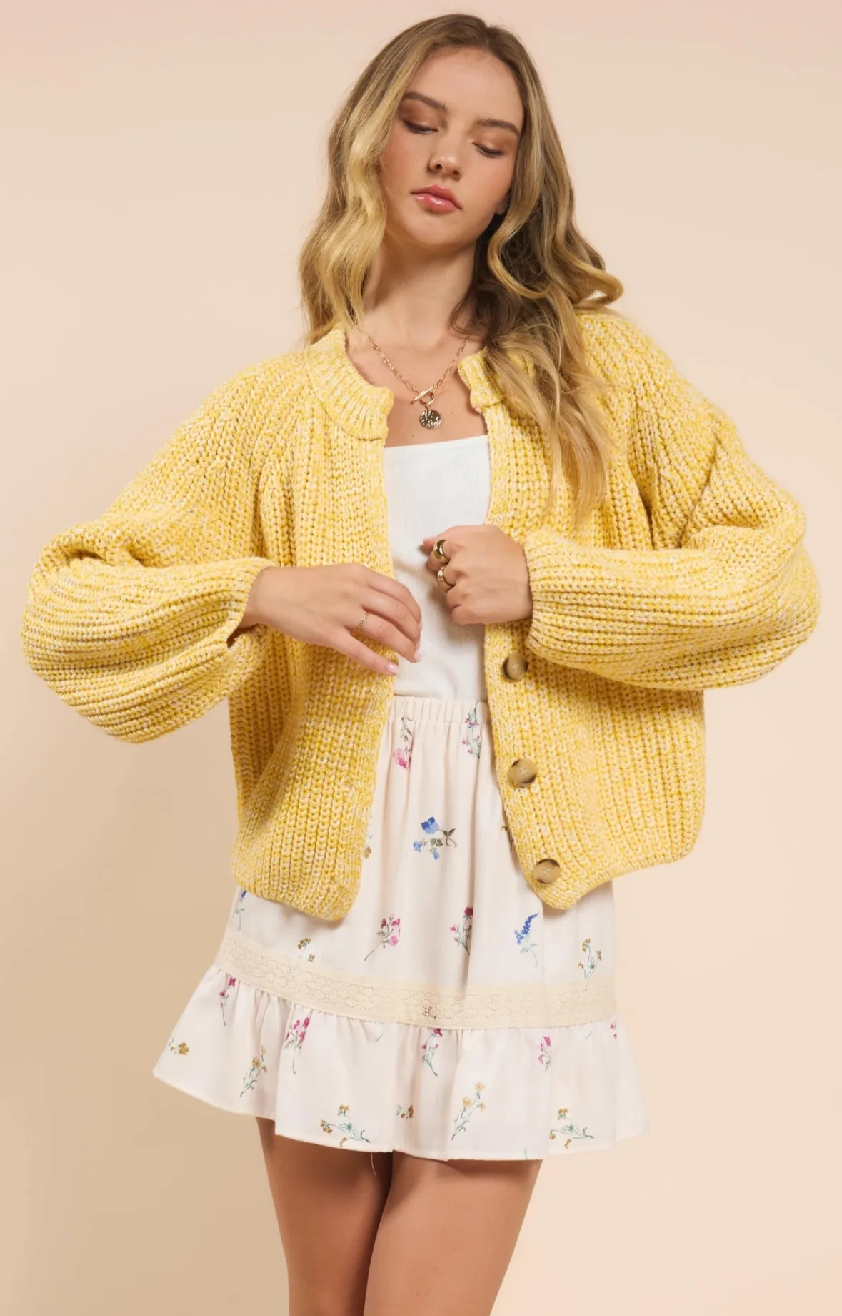 sunroof half button cardigan