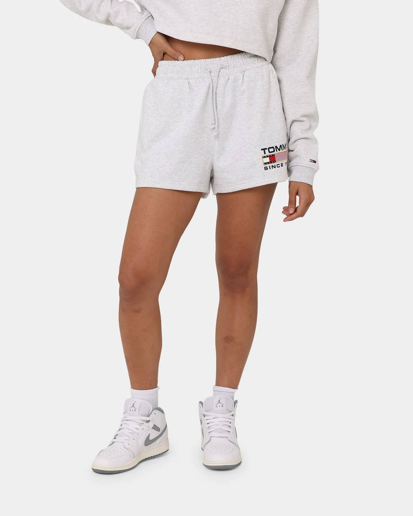 Tommy Jeans Women's TJW Heather Athletic Terry Shorts Silver Grey Heather