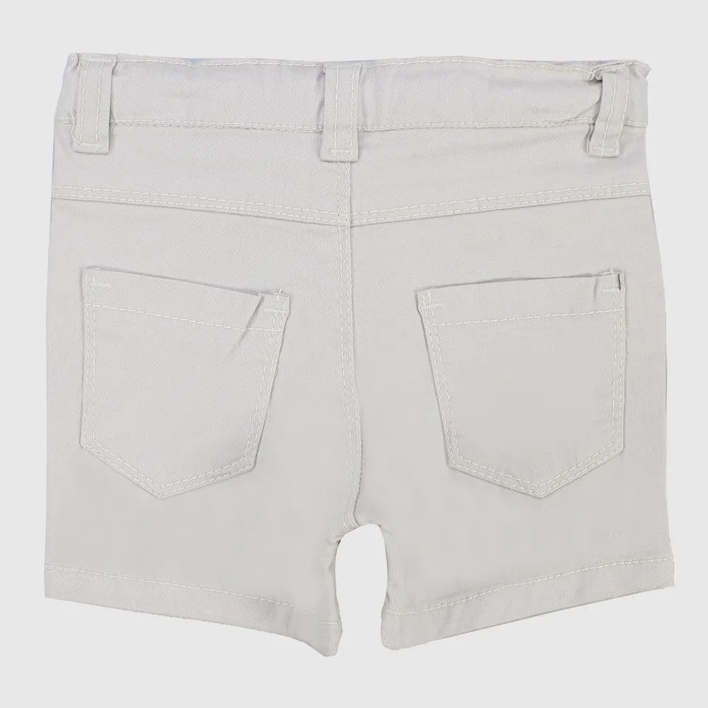 Unisex Beige Gabardine Shorts