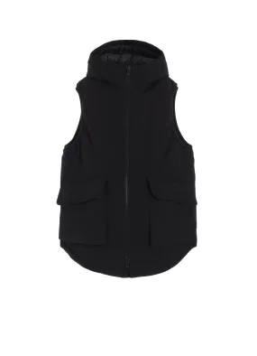 WATER-REPELLENT STRETCH TAFFETA PUFFER HOODED VEST