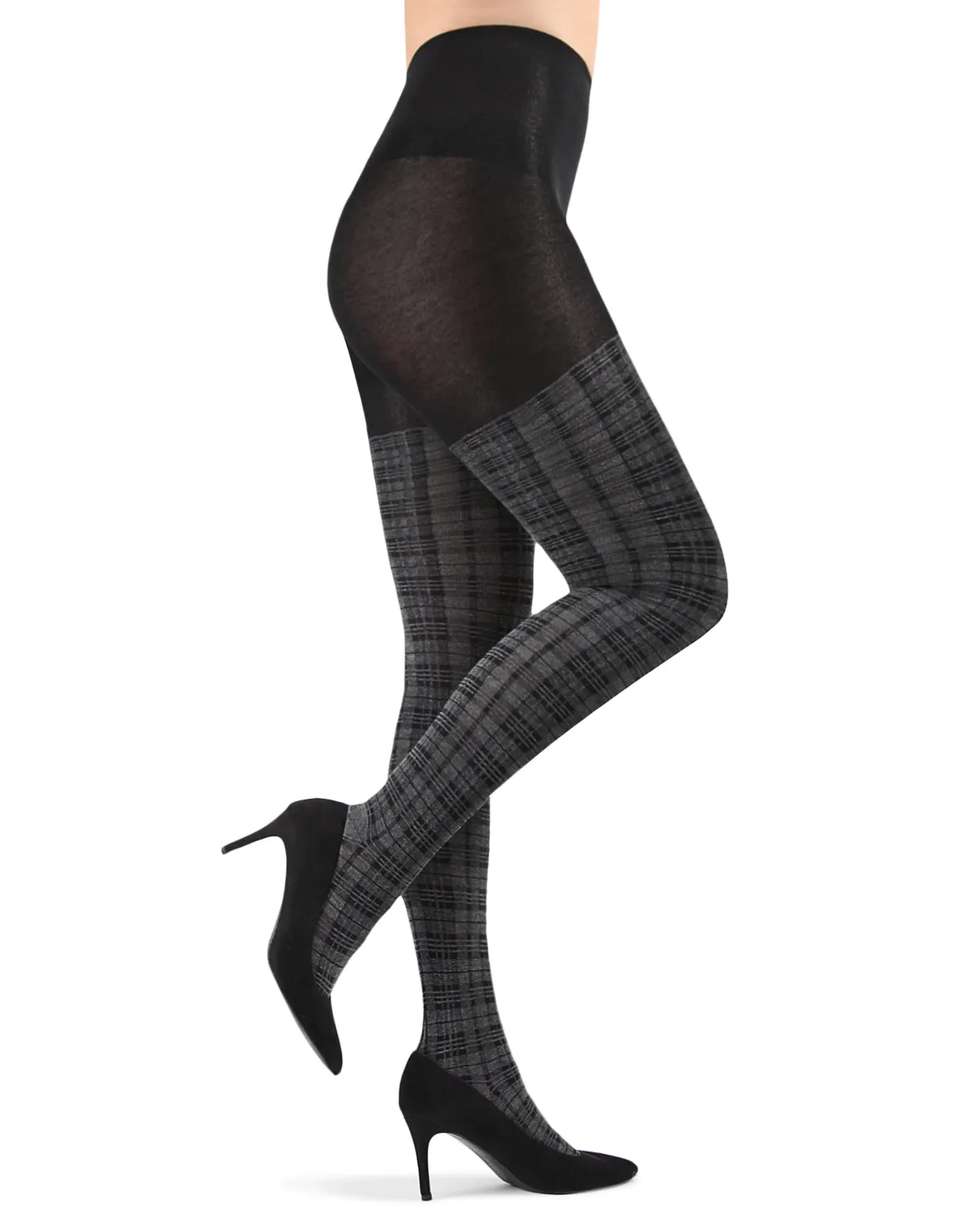 Women's Faded Plaid Warm Sweater Tights