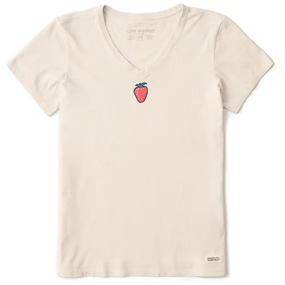 Women's Simple Strawberry Crusher-LITE Short-Sleeve Vee - Putty White