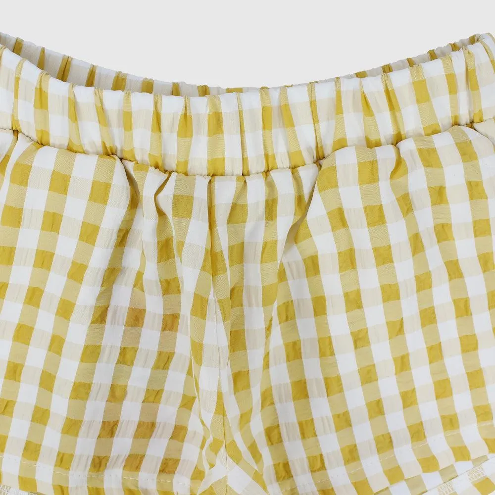 Yellow Checkered Comfy Shorts